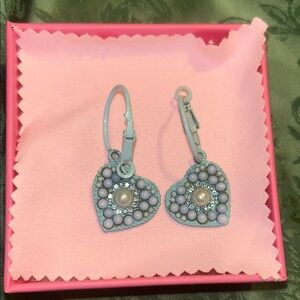 Heart-Shaped Pearl and Bead Vintage Sparkly Earrings